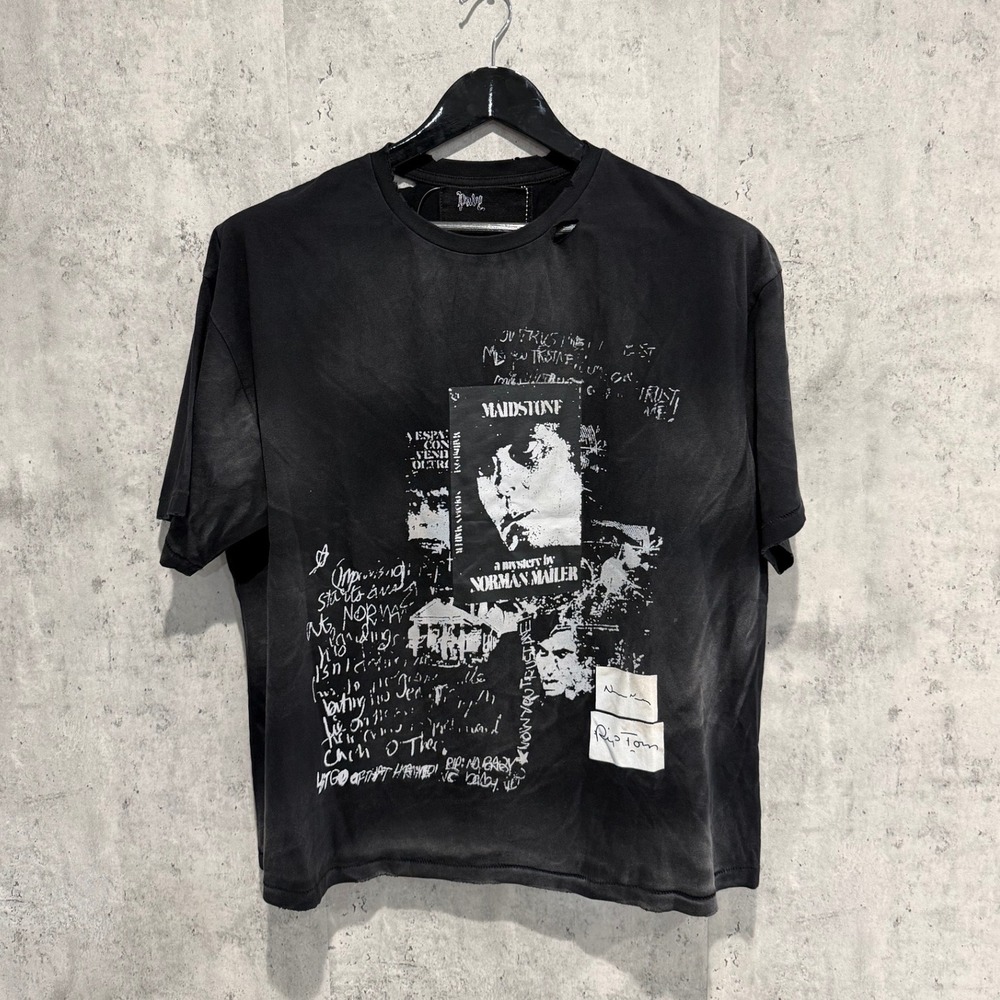 Paly Mens Maidstone Norman Mailer Graphic T-Shirt Faded Black Size M/L USA Made